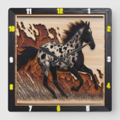 Appaloosa Prairie: tijd, kunst, stijl, wildheid Vierkante Klok (Voorkant)