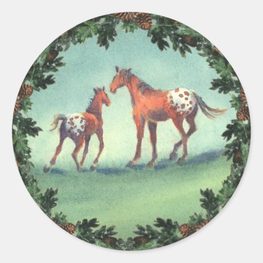 APPALOOSA SPOTS & BOUGHS by SHARON SHARPE Ronde Sticker (Voorkant)