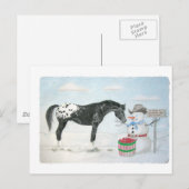 Appalosa-paard met sneeuwpop, rechthoekig briefkaart (Voorkant / Achterkant)