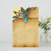 APPARAAT BRANCH, Parchment Blue Gemstone Monogram Briefpapier (Staand voorkant)