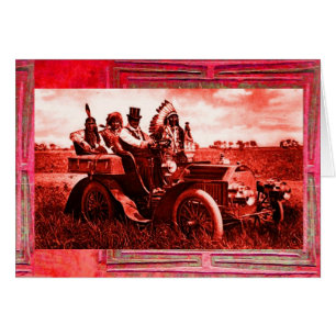 APPARATEN EN GERONIMO DIE EEN MOTORAUTO BESTUDEREN