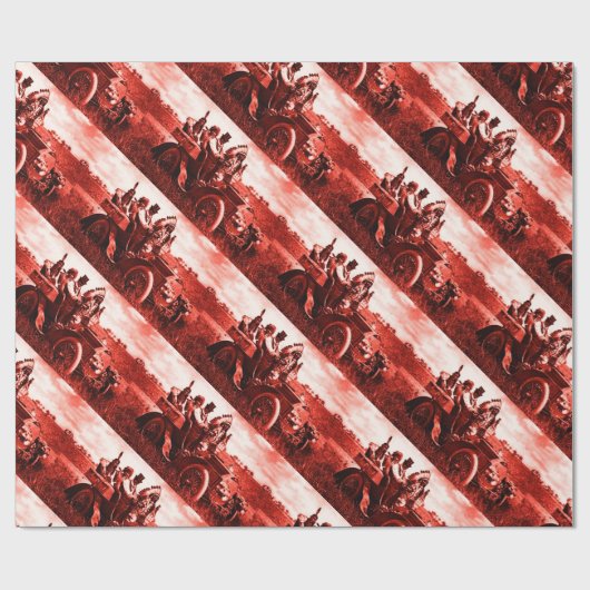 APPARATEN EN GERONIMO DIE EEN MOTORAUTO BESTUDEREN CADEAUPAPIER (Vlak)