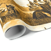 APPARATEN EN GERONIMO DIE EEN MOTORAUTO BESTUDEREN CADEAUPAPIER (Rol Hoek)