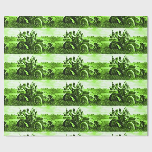 APPARATEN EN GERONIMO DIE EEN MOTORAUTO BESTUDEREN CADEAUPAPIER (Vlak)