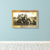 APPARATEN EN GERONIMO DIE EEN MOTORAUTO BESTUDEREN CANVAS AFDRUK (Insitu (Houten vloer))