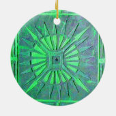 APPARATEN EN GERONIMO DIE EEN MOTORAUTO BESTUDEREN KERAMISCH ORNAMENT (Achterkant)