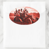 APPARATEN EN GERONIMO DIE EEN MOTORAUTO BESTUDEREN OVALE STICKER (Tas)