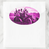 APPARATEN EN GERONIMO DIE EEN MOTORAUTO BESTUDEREN OVALE STICKER (Tas)