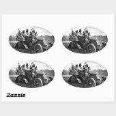 APPARATEN EN GERONIMO DIE EEN MOTORAUTO BESTUDEREN OVALE STICKER (Vel)