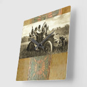 APPARATEN EN GERONIMO DIE EEN MOTORAUTO BESTUDEREN VIERKANTE KLOK (Hoek)