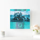 APPARATEN EN GERONIMO DIE EEN MOTORAUTO BESTUDEREN VIERKANTE KLOK (Huis)