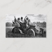 APPARATEN EN GERONIMO DIE EEN MOTORAUTO BESTUDEREN VISITEKAARTJE (Achterkant)