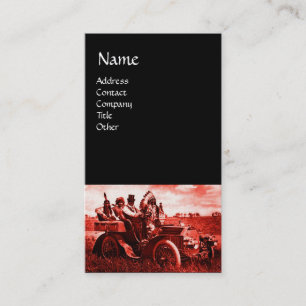 APPARATEN EN GERONIMO DIE EEN MOTORAUTO BESTUDEREN VISITEKAARTJE