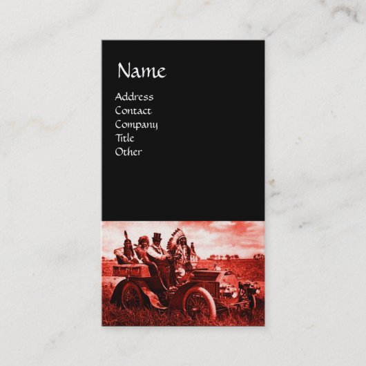 APPARATEN EN GERONIMO DIE EEN MOTORAUTO BESTUDEREN VISITEKAARTJE (Voorkant)