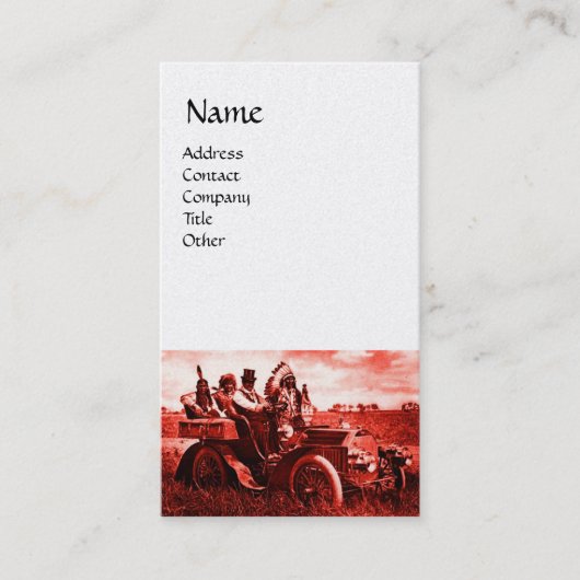 APPARATEN EN GERONIMO DIE EEN MOTORAUTO BESTUDEREN VISITEKAARTJE (Voorkant)