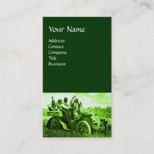 APPARATEN EN GERONIMO DIE EEN MOTORAUTO BESTUDEREN VISITEKAARTJE
