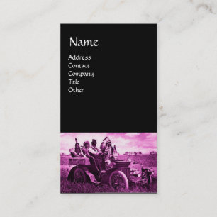 APPARATEN EN GERONIMO DIE EEN MOTORAUTO BESTUDEREN VISITEKAARTJE