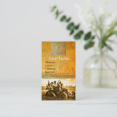 APPARATEN EN GERONIMO DIE EEN MOTORAUTO BESTUDEREN VISITEKAARTJE (Staand voorkant)