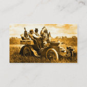 APPARATEN EN GERONIMO DIE EEN MOTORAUTO BESTUREN,  VISITEKAARTJE (Achterkant)