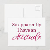 Apparently I Have An Attitude Briefkaart (Voorkant / Achterkant)