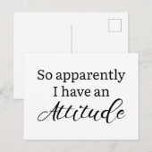 Apparently I Have An Attitude Briefkaart (Voorkant / Achterkant)