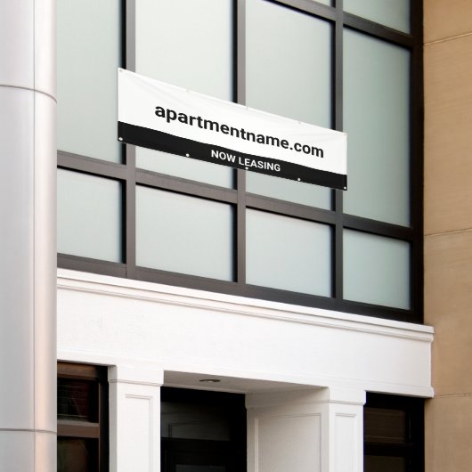 Appartement community website nu leasen wit spandoek (Buitenkant Gebouw)