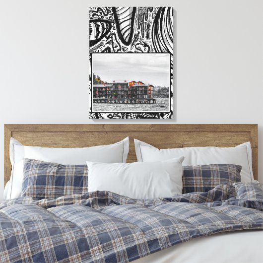 Appartementen aan het water canvas afdruk (Insitu (Slaapkamer))