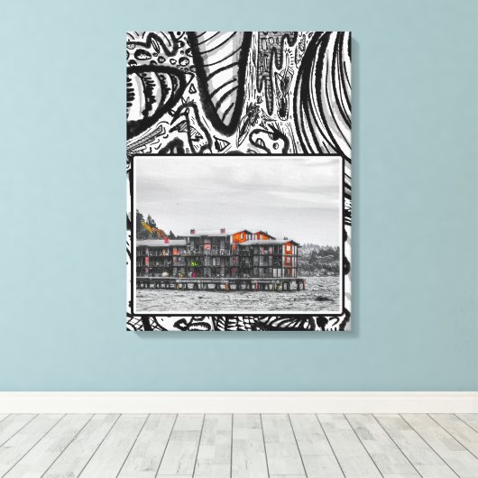 Appartementen aan het water canvas afdruk (Insitu (Houten vloer))