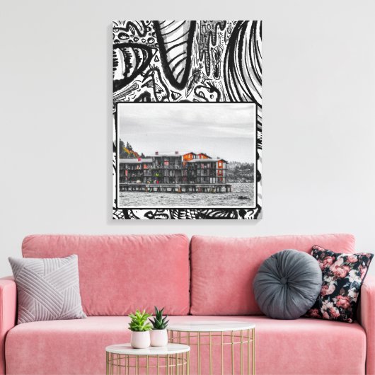 Appartementen aan het water canvas afdruk (Insitu (Woonkamer))