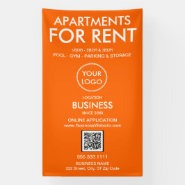 Appartementen te huur Modern Oranje Logo QR Code Spandoek