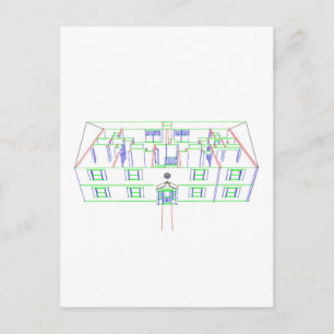 appartementengebouw / huis: markeringstekening briefkaart