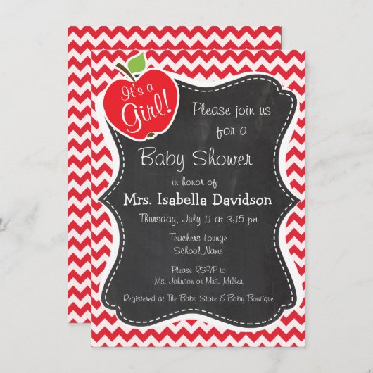 Appel; Alizarin Crimson Chevron Kaart (Voorkant / Achterkant)