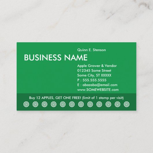 appel bloedig klantenkaartje (Achterkant)