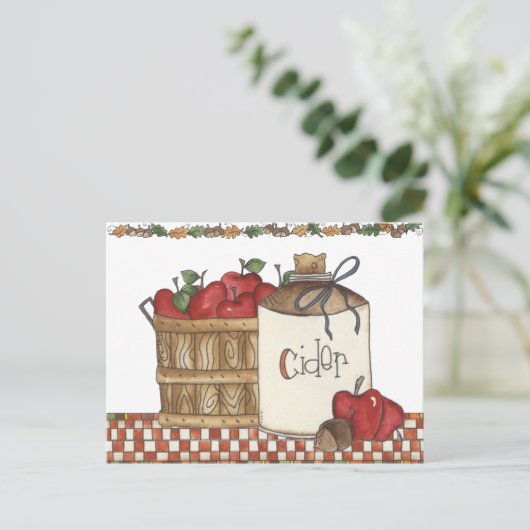 appel cider en appel het plukken briefkaart (Staand voorkant)