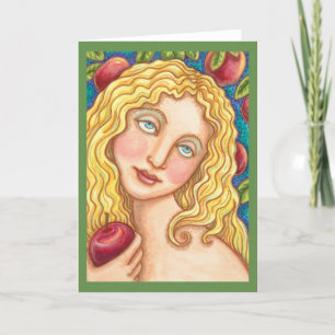 APPEL EN EVE FOLK ART WENSKAART leeg Kaart