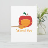 Appel en honing met Oranje gezichtsmasker Feestdagenkaart (Staand voorkant)