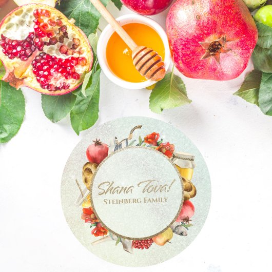 Appel en honing Shana Tova Rosh Hashanah Ronde Sticker