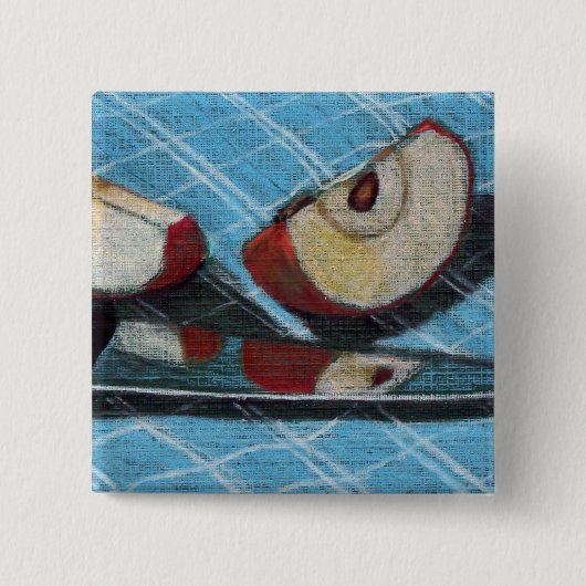 APPEL EN KNIFE ARTWORK VIERKANTE BUTTON 5,1 CM (Voorkant)