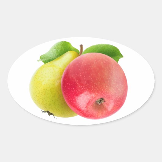 Appel en peren ovale sticker (Voorkant)
