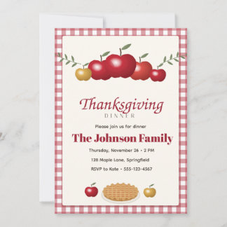 Appel Gingham Boerderij Thanksgiving Diner Kaart