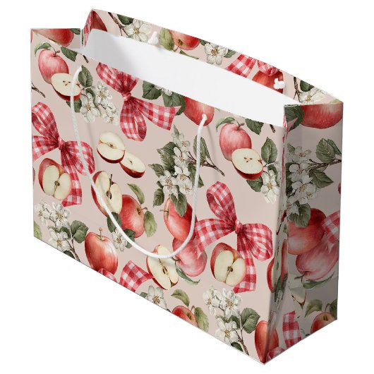 Appel & Gingham Strik Baby Shower Cadeautas (Achterkant Gekanteld)