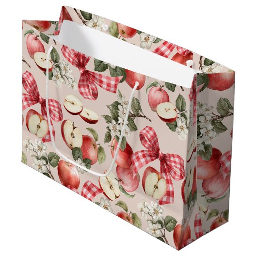 Appel & Gingham Strik Babyshower Cadeautas (Voorkant Gekanteld)