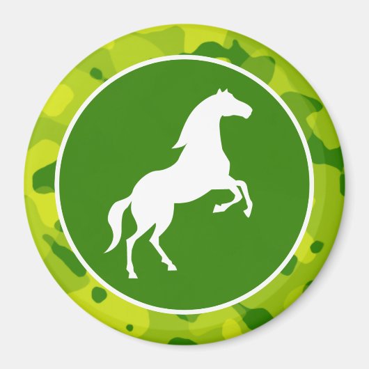 Appel Groene Camo; Paard, Ruitersport Magneet (Voorkant)