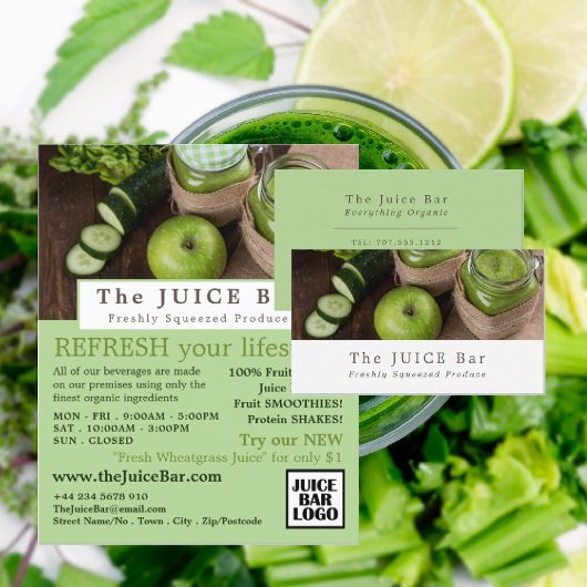 Appel & Komkommer, Juice Bar Reclamefolder Flyer