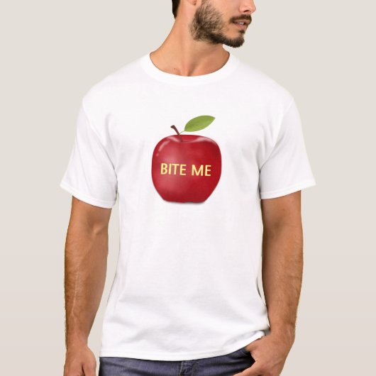 Appel met bewerkbare bijt me tekst t-shirt (Voorkant)