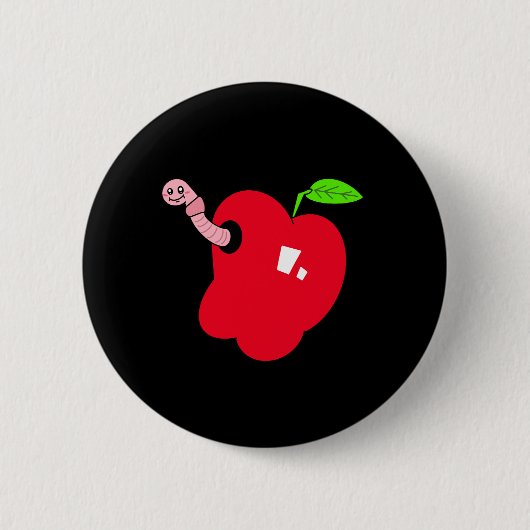 Appel met Worm Knop Ronde Button 5,7 Cm (Voorkant)
