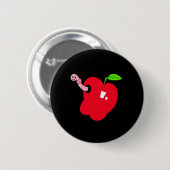 Appel met Worm Knop Ronde Button 5,7 Cm (Voorkant /achterkant)