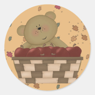 appel oogst teddybeer ronde sticker