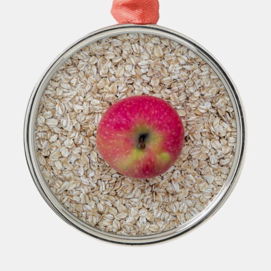 Appel op havermeel metalen ornament (Voorkant)
