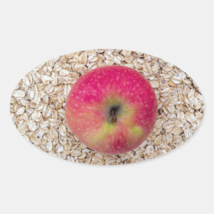 Appel op havermeel ovale sticker